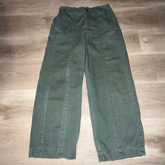 Women's Loft Olive Green Wide Leg Cropped Pants - Picture 2 of 9